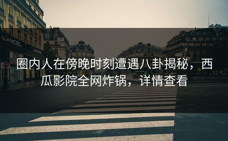 圈内人在傍晚时刻遭遇八卦揭秘，西瓜影院全网炸锅，详情查看